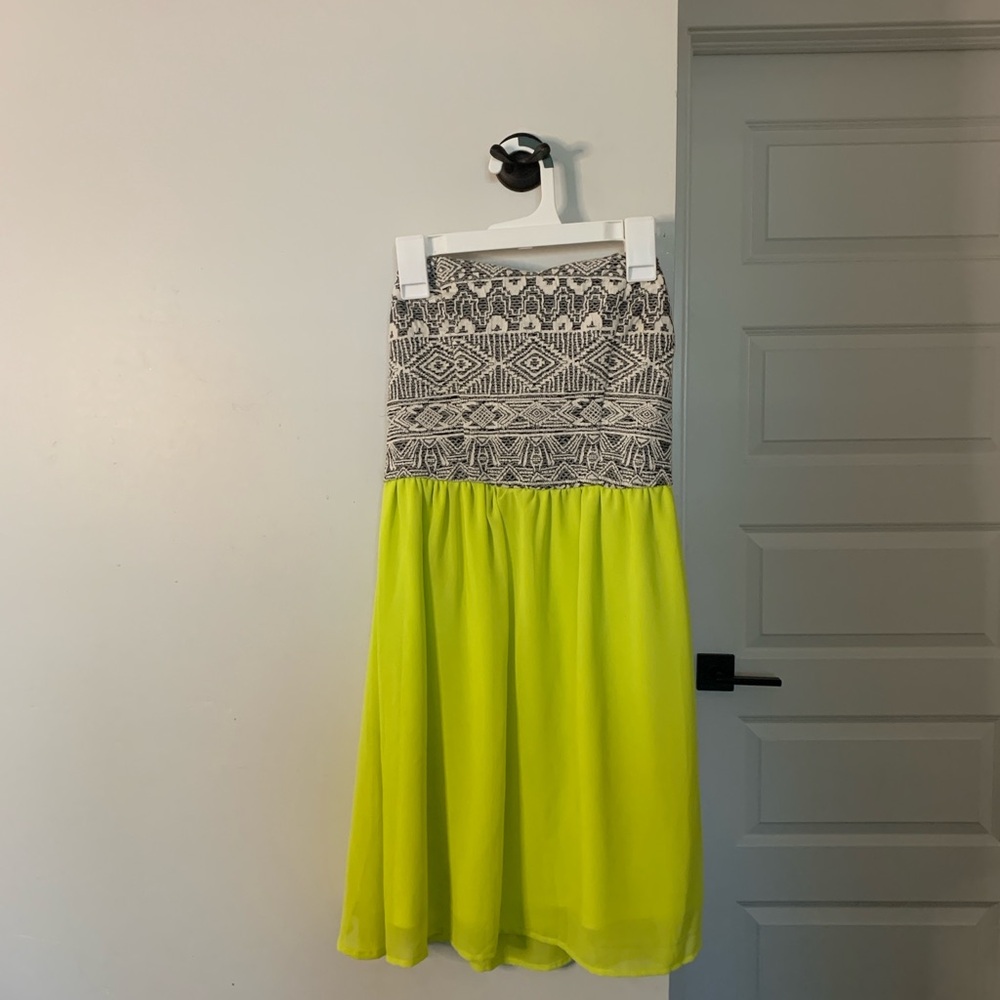 Xhilaration Tribal Print Neon Strapless Dress Size Small Good Condition